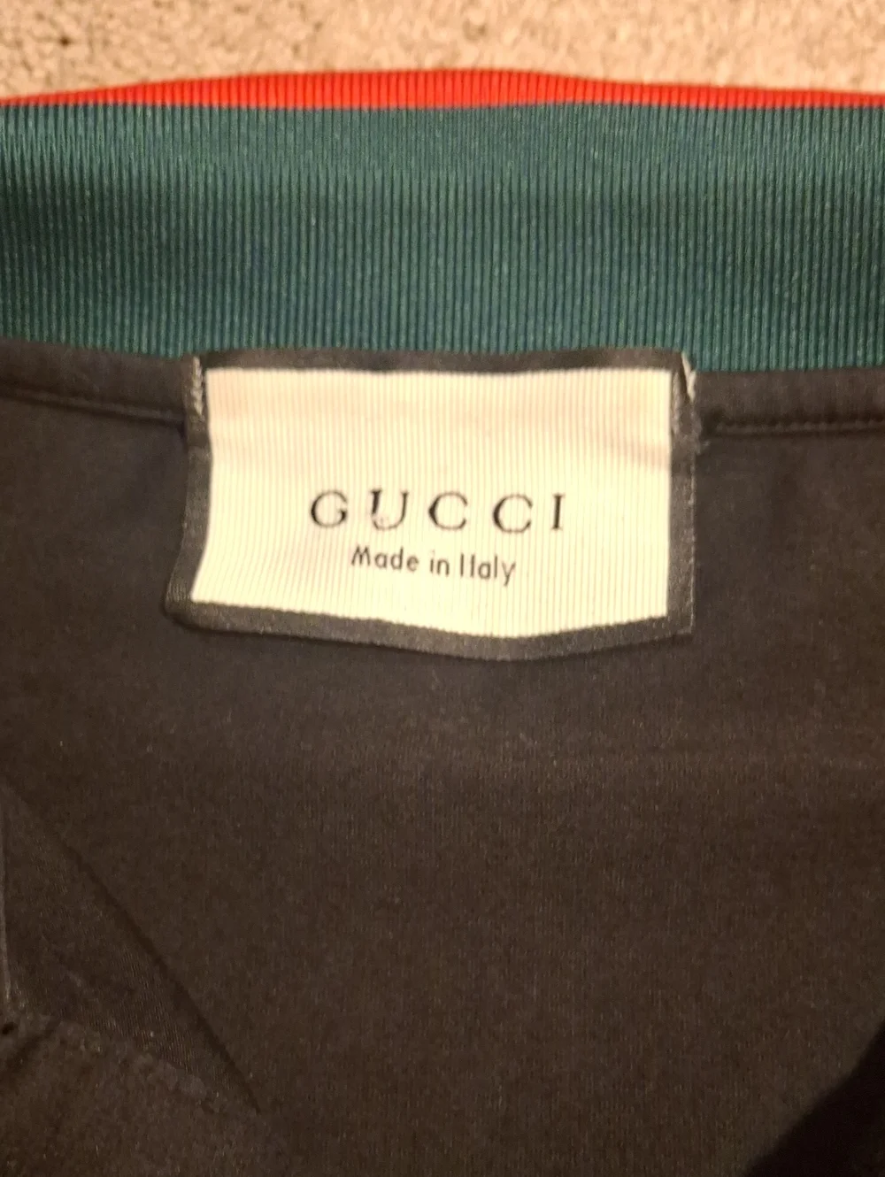 Gucci Black Polo with Red and Green Trim